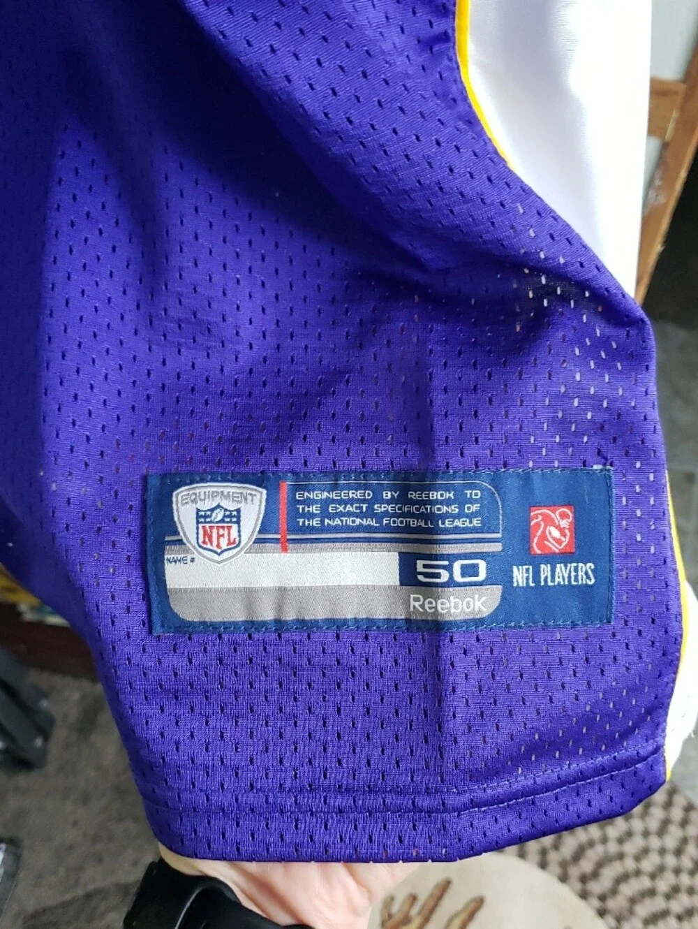 Reebok Minnesota Vikings Purple White #4 Football Jersey - Picture 2 of 4